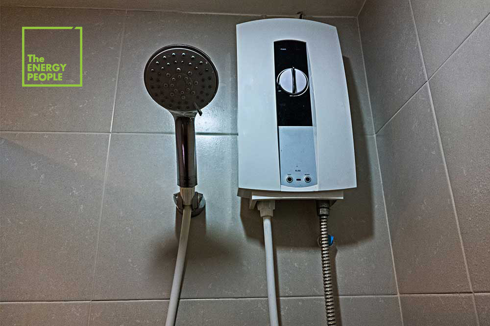 Energy-efficient gas water heating system installed with pipes and control unit