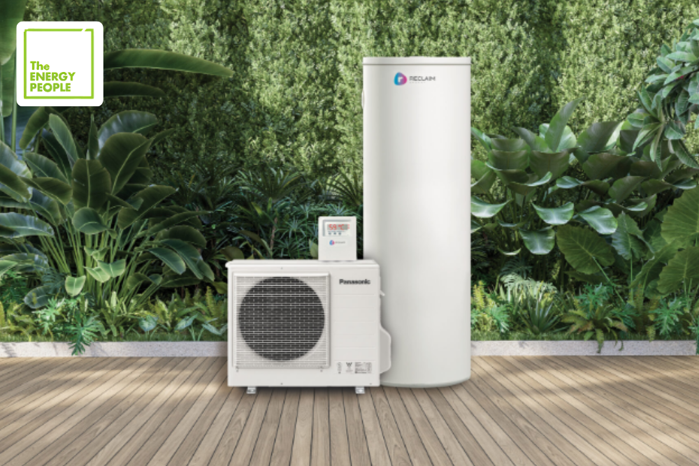 Reclaim heat pump hot water system with outdoor unit