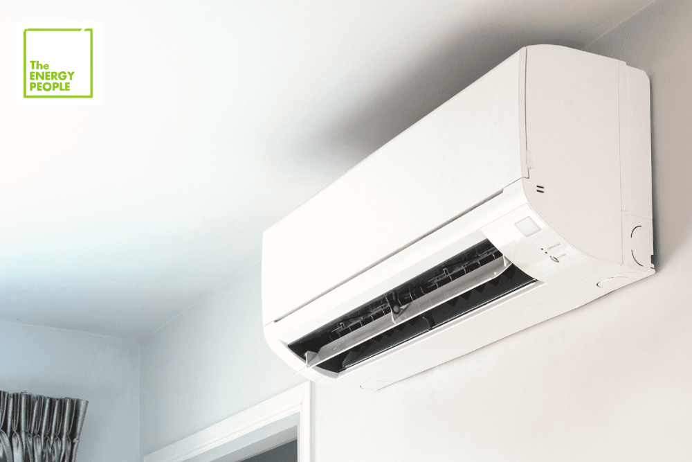 Wall-mounted split system air conditioner in a home